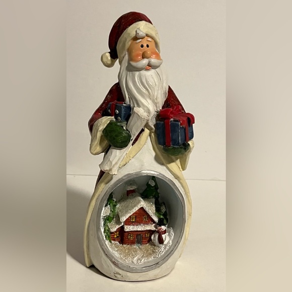 Other - Santa With Lighted House Red/Green/Blue Twinkle Lights AG3 Batteries Included